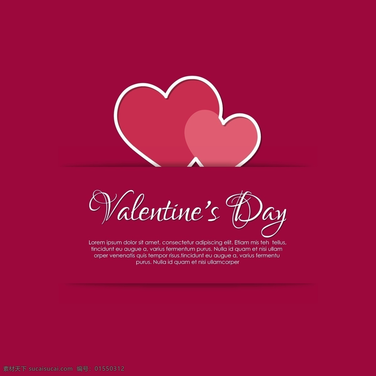 红色 背景 两个 扁平 心 爱 情人节 庆祝 情侣 浪漫 美丽 丘比特 二月 在爱情 14日