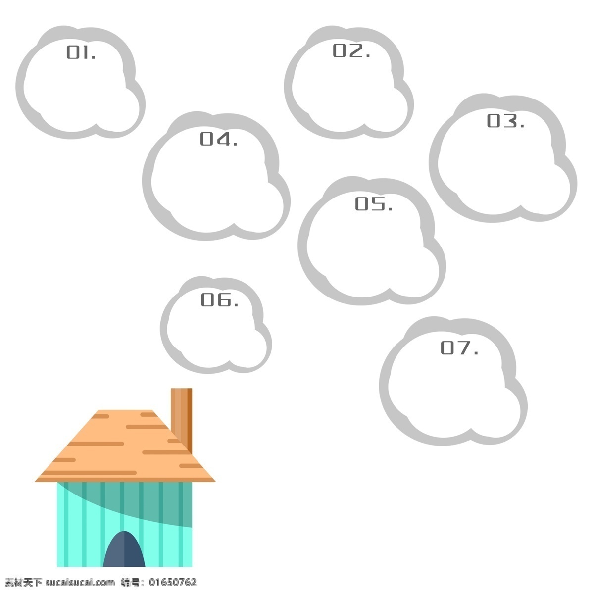 房子 烟囱 图表 插画 模块 创意图表 图表插画 蓝色小房子 分析图表 数据模块图表