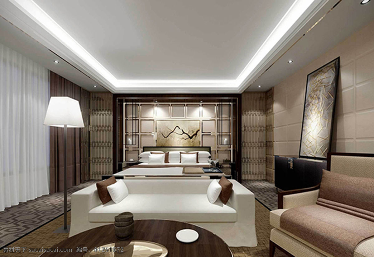 中式 简约 室内 客厅 效果图 3d 模型 卧室 max