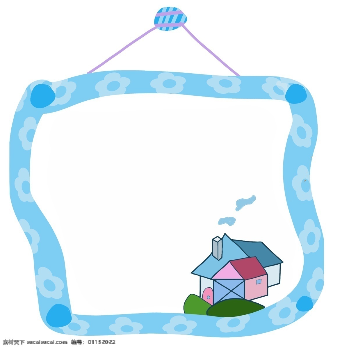 小 房子 装饰 蓝色 边框 漂亮边框 蓝色边框 唯美边框 小房子 蓝色边框插图 烟囱 小框