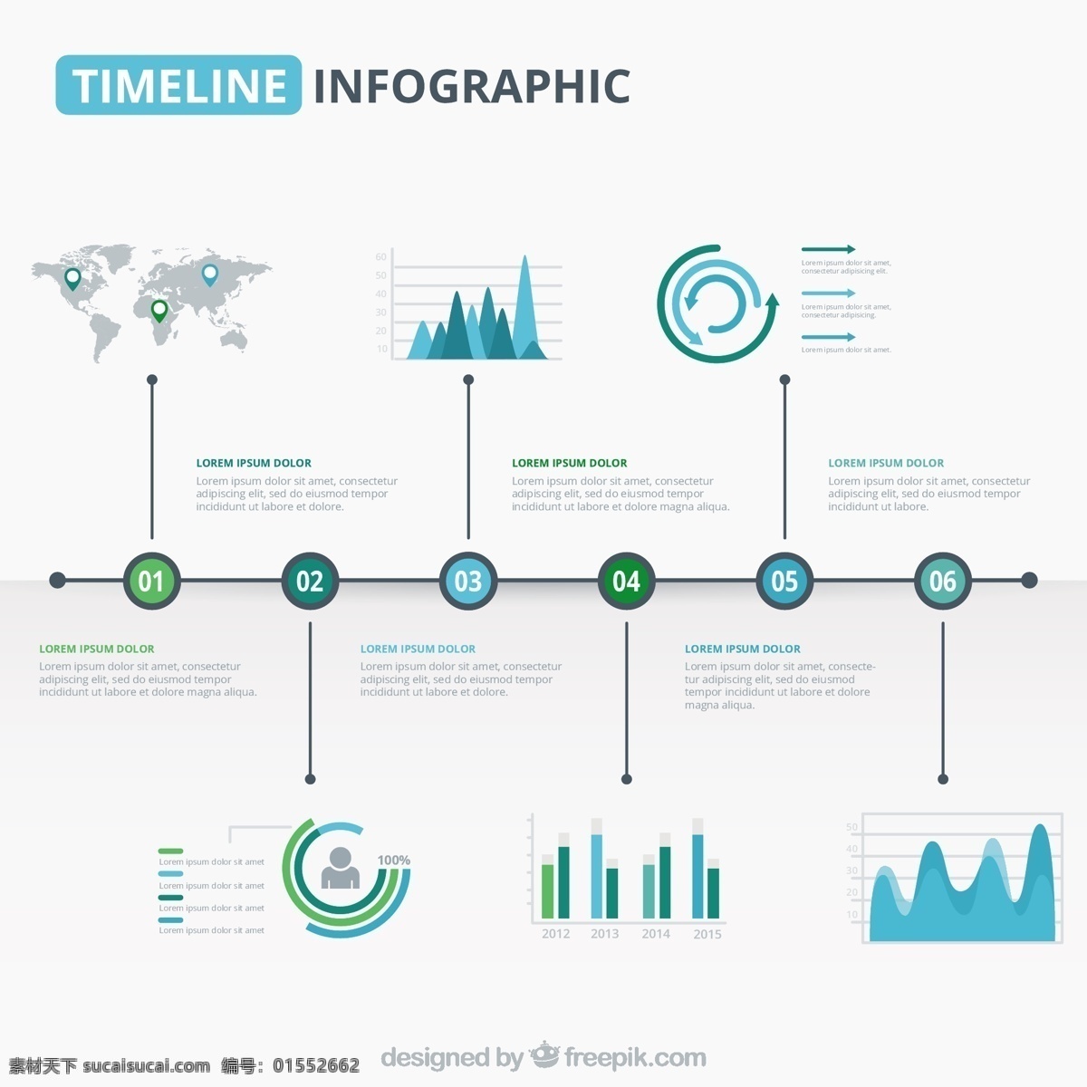 蓝色 绿色 色调 现代 时间 线 图形 图表 商务 时间表 酒吧 图 信息 过程 数据 要素 信息图表元素 白色