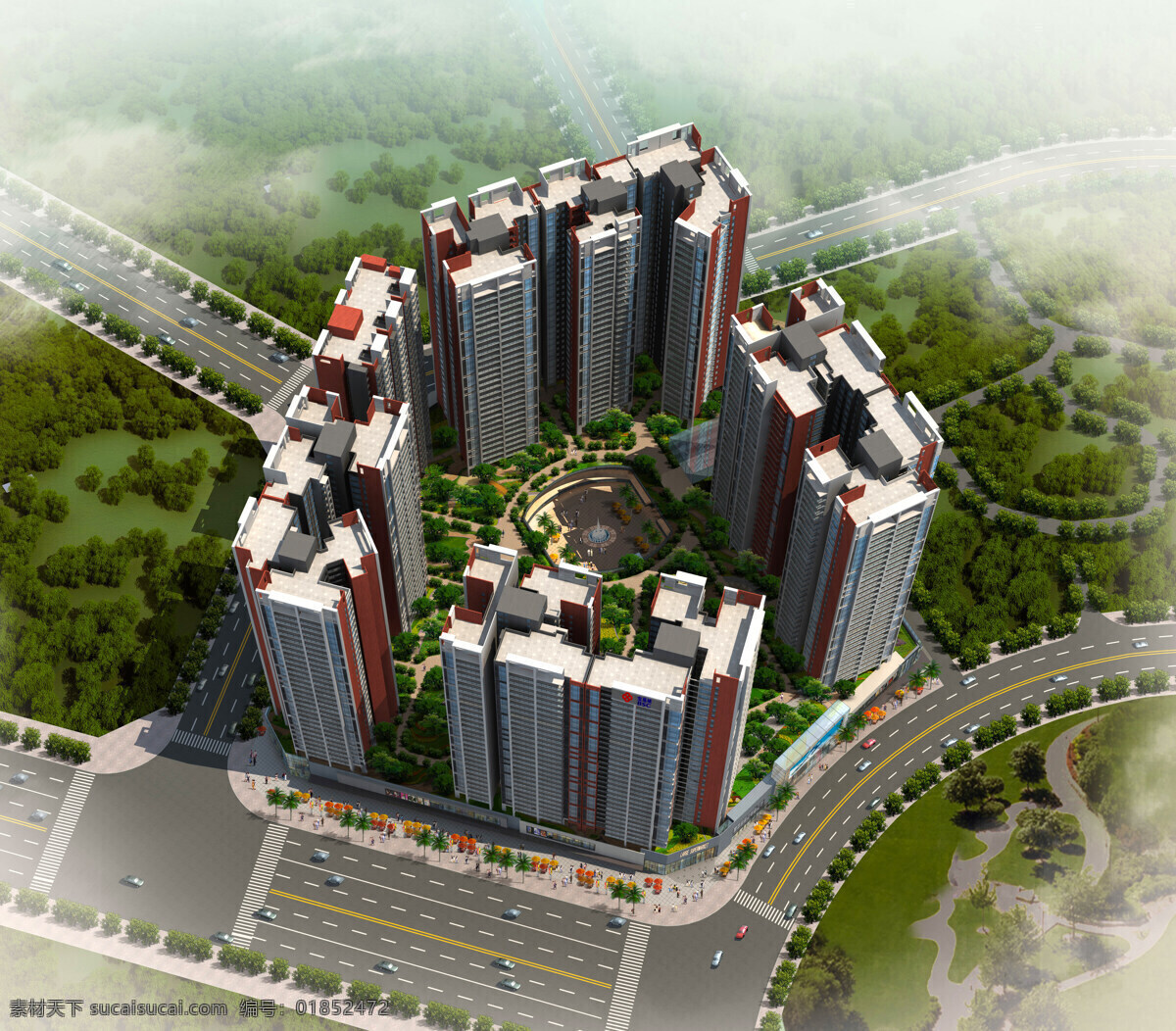 效果图 房地产 楼盘 鸟瞰图 综合体 商务金融