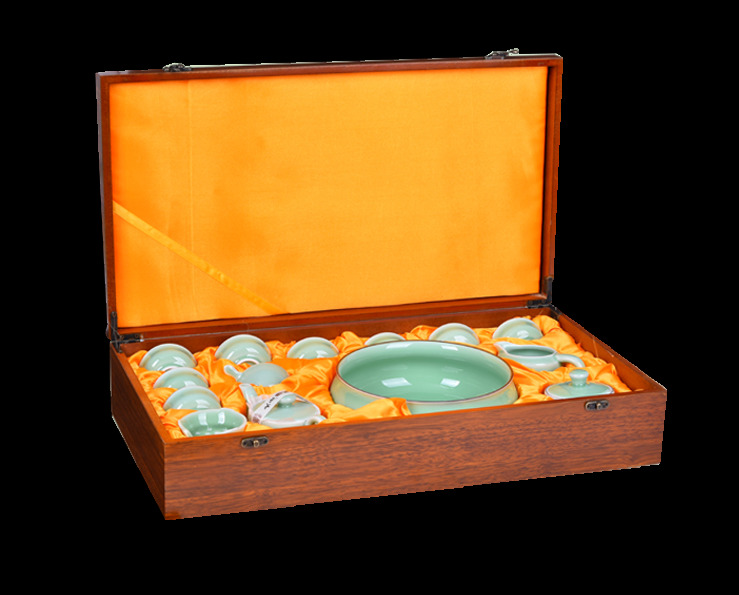 清新 黄色 盒装 茶具 产品 实物 产品实物 盒装包装 陶瓷茶具 套装茶具