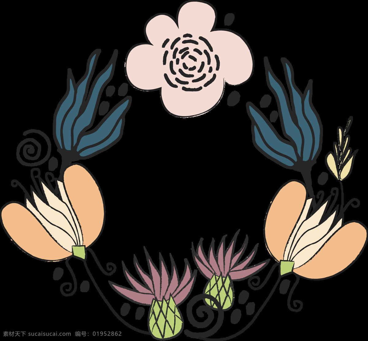 免 扣 插画 黑色 花瓣 花环 花卉 灰色 橘色 卡通 绿叶 手账素材 淘宝 手绘 简约 合集 英文 叶子 叶片 植物 透明素材 装饰图案