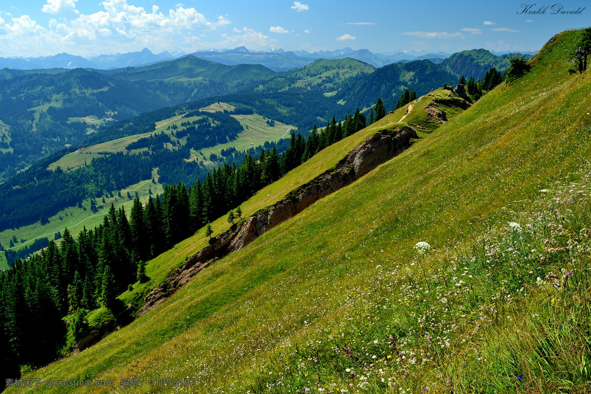 阿尔卑斯山 欧洲 瑞士 草原 山地 丘陵 山峦 山谷 森林 风光 天空 风景 自然 美景 美丽自然 自然风景 自然景观