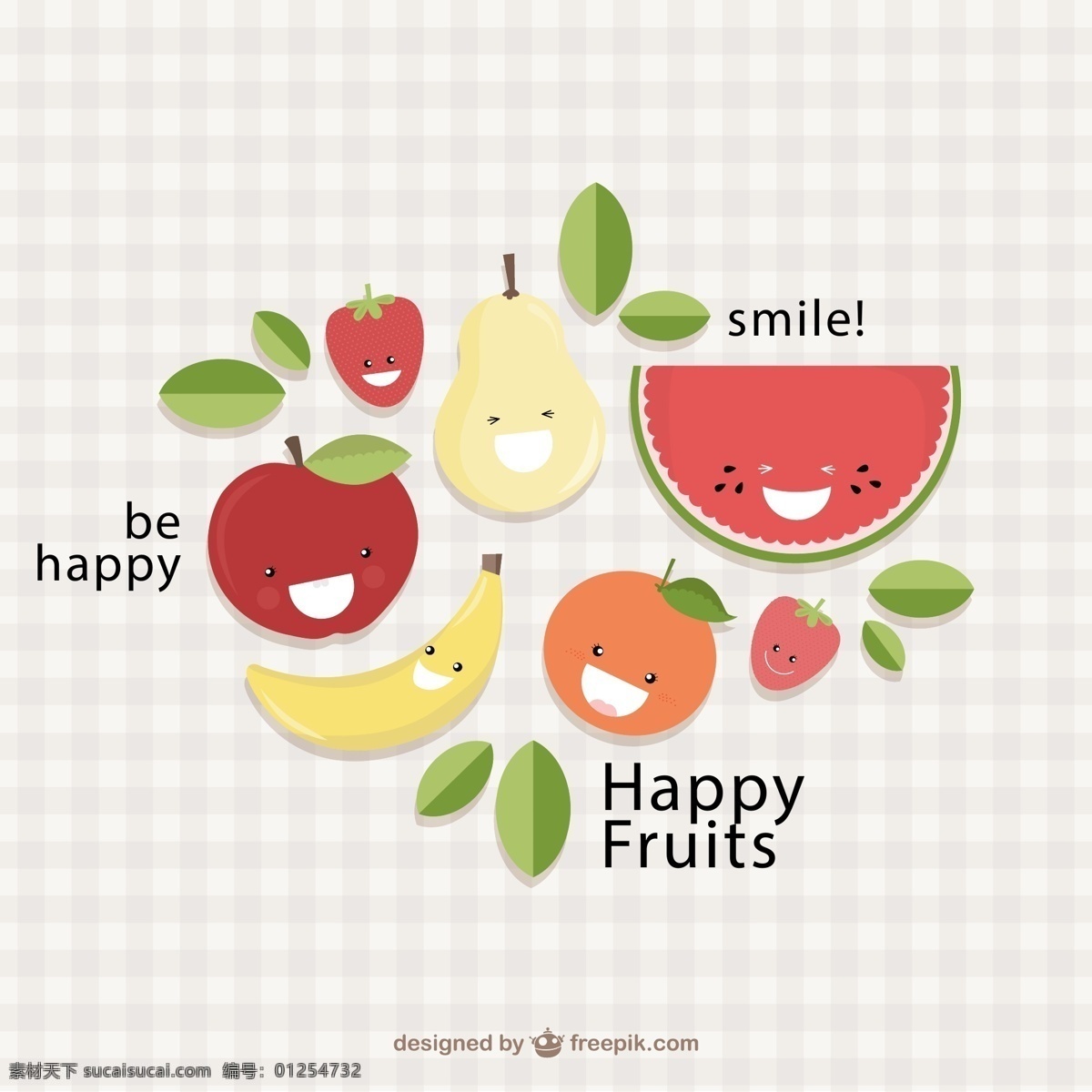 可爱 水果 表情 草莓 苹果 西瓜 橙子 香蕉 矢量 高清图片