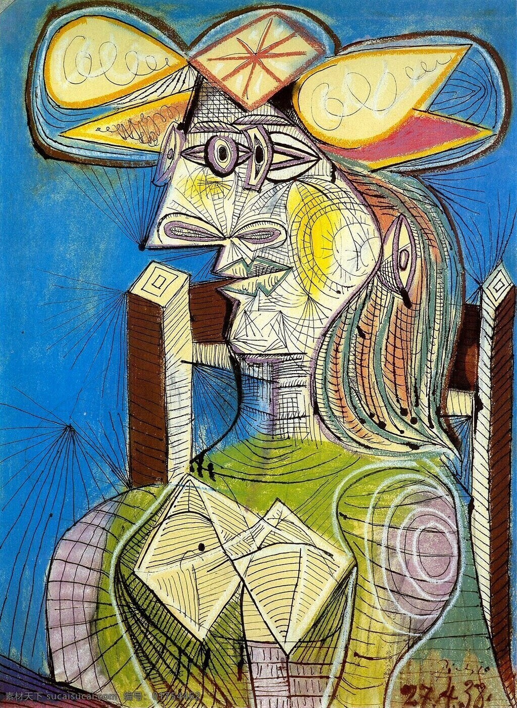 dora 西班牙 画家 巴勃罗 毕加索 抽象 油画 人物 人体 装饰画 assise femme de buste 1938