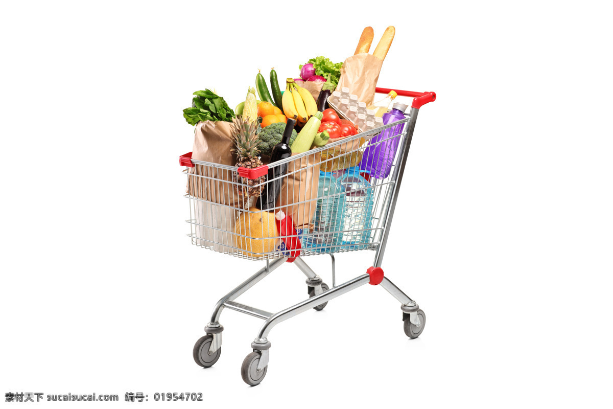 购物车 香蕉 西红柿 苹果 橙 菠萝 生菜 青菜 包菜 卷心菜 香菜 牛奶 面包 饮用水 鸡蛋 小南瓜 水果 蔬菜 水果蔬菜 超市 手推车 生活用品 生活百科