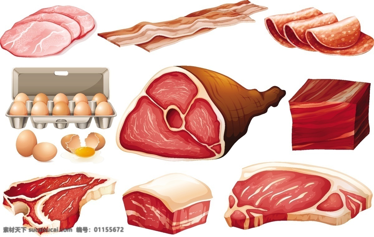 肉制品 新鲜 成分 说明 采购产品食品 艺术 绘画 肉 蛋 插图 新鲜的 产品 成份