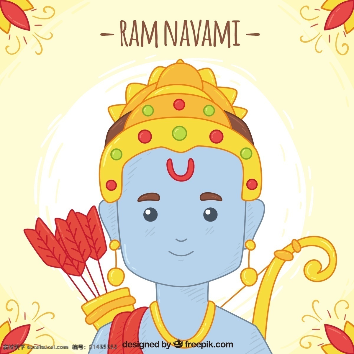 ram navami 手绘 风格 可爱 背景 箭头 党 手 春天 庆祝 节日 印度 宗教 和平 文化 党的背景 寺庙 上帝 春天的背景