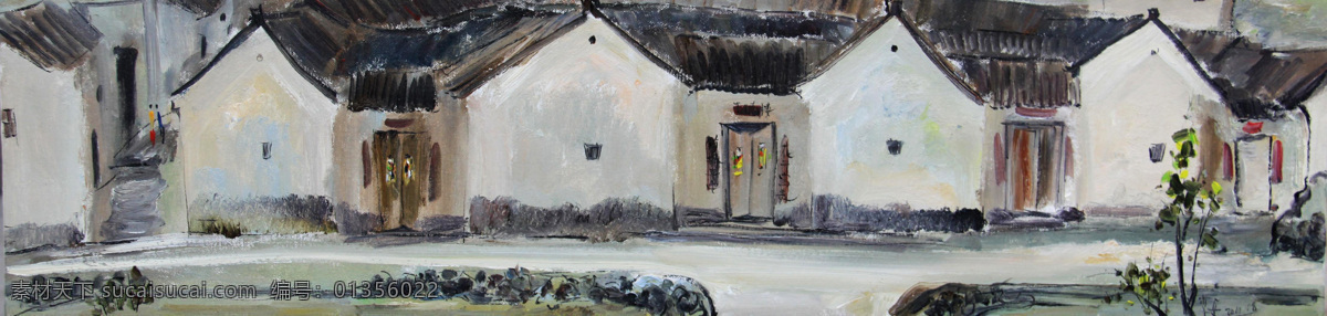 房屋 风景画 绘画书法 江南民居 美术 人物 树木 江南谣 油画 乡村 水乡 村子 村巷 水沟 油画艺术 油画作品44 文化艺术 家居装饰素材