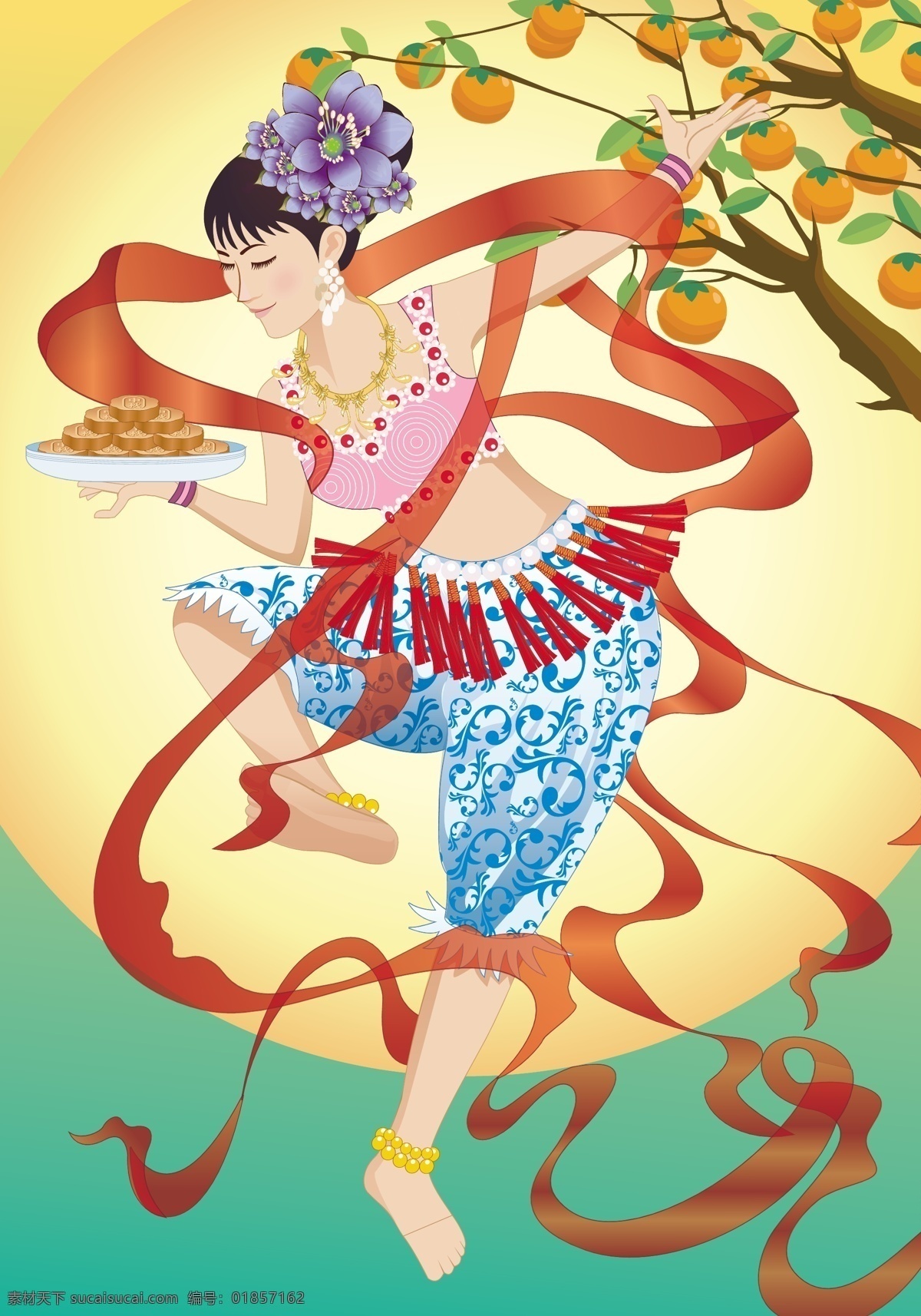 中秋 仙女 嫦娥 矢量 矢量素材 月亮c 矢量图 其他矢量图
