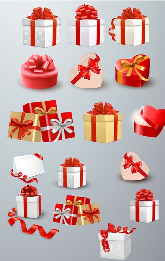 矢量礼品盒 矢量 礼品盒 心形 方形 蝴蝶结 标志图标 其他图标