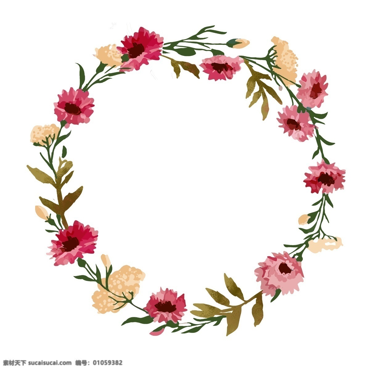 森 系 小清 新手 绘 绿叶 花卉 边框 手绘 春夏季 植物 唯美 浪漫 小清新
