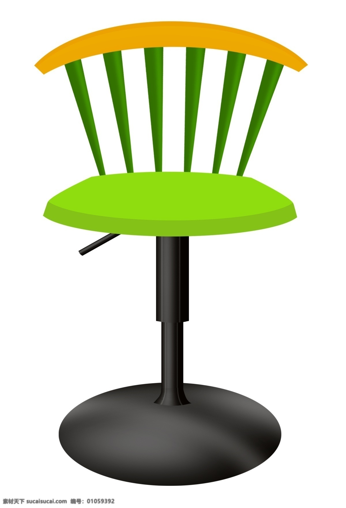 绿色 升降 椅子 插画 绿色的椅子 卡通插画 椅子插画 座椅插画 木质座椅 实木座椅 黑色的底座