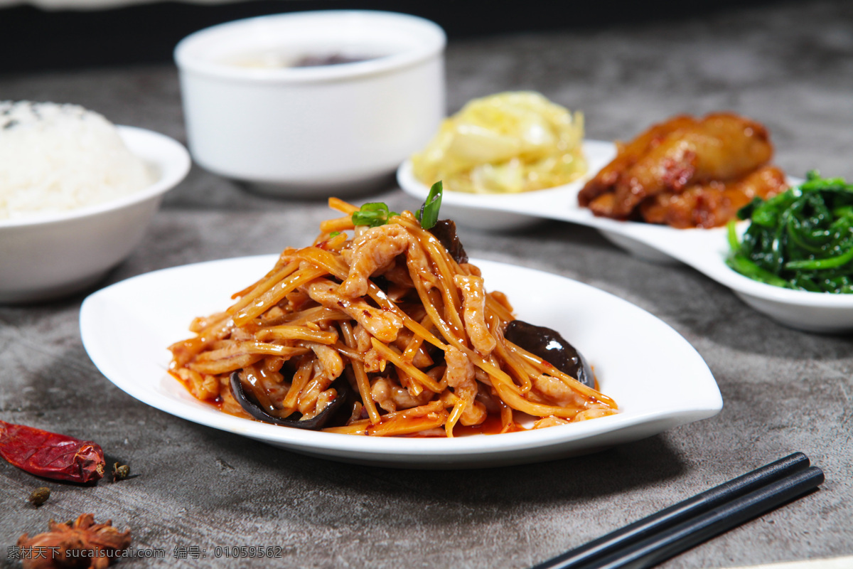 鱼香肉丝套餐 鱼香肉丝配饭 茄汁炒肉丝 中餐 炒菜 美味 美食图片 餐饮美食 传统美食