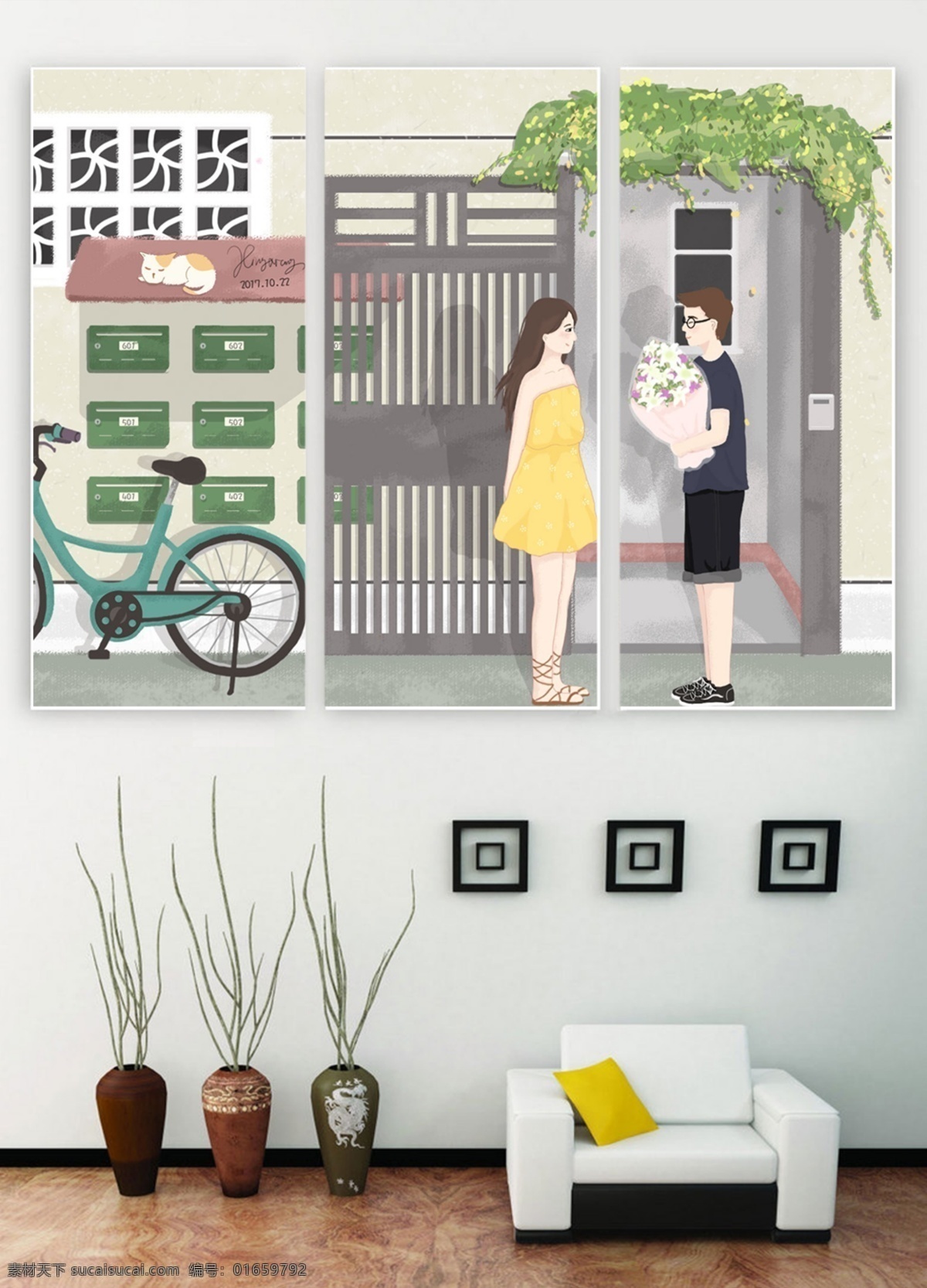 室内装饰 壁画 最美 风景 客厅装饰 恋人 装饰壁画