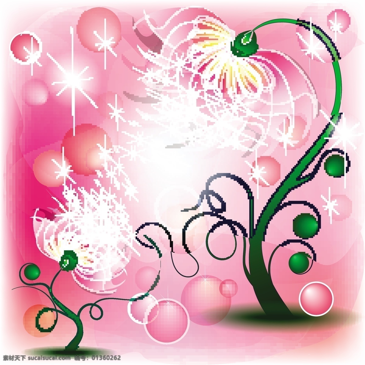 矢量 绚 彩 朦胧 鲜花 背景 光晕 梦幻 泡泡 矢量素材 唯美 绚彩花纹 仙女花 矢量图 花纹花边