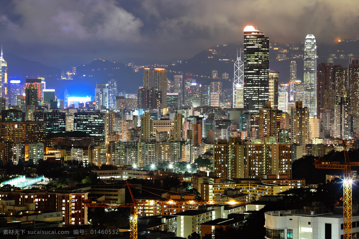 香港 夜景 城市 大厦 建筑 都市 繁华 城市风光 环境家居