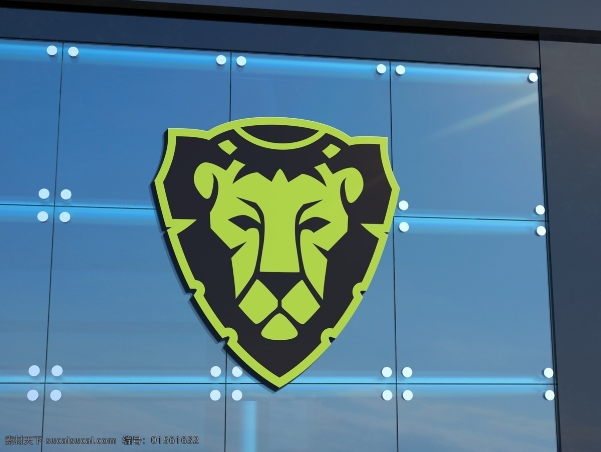 虎头 logo 标志 样机 玻璃 建筑外墙 标识