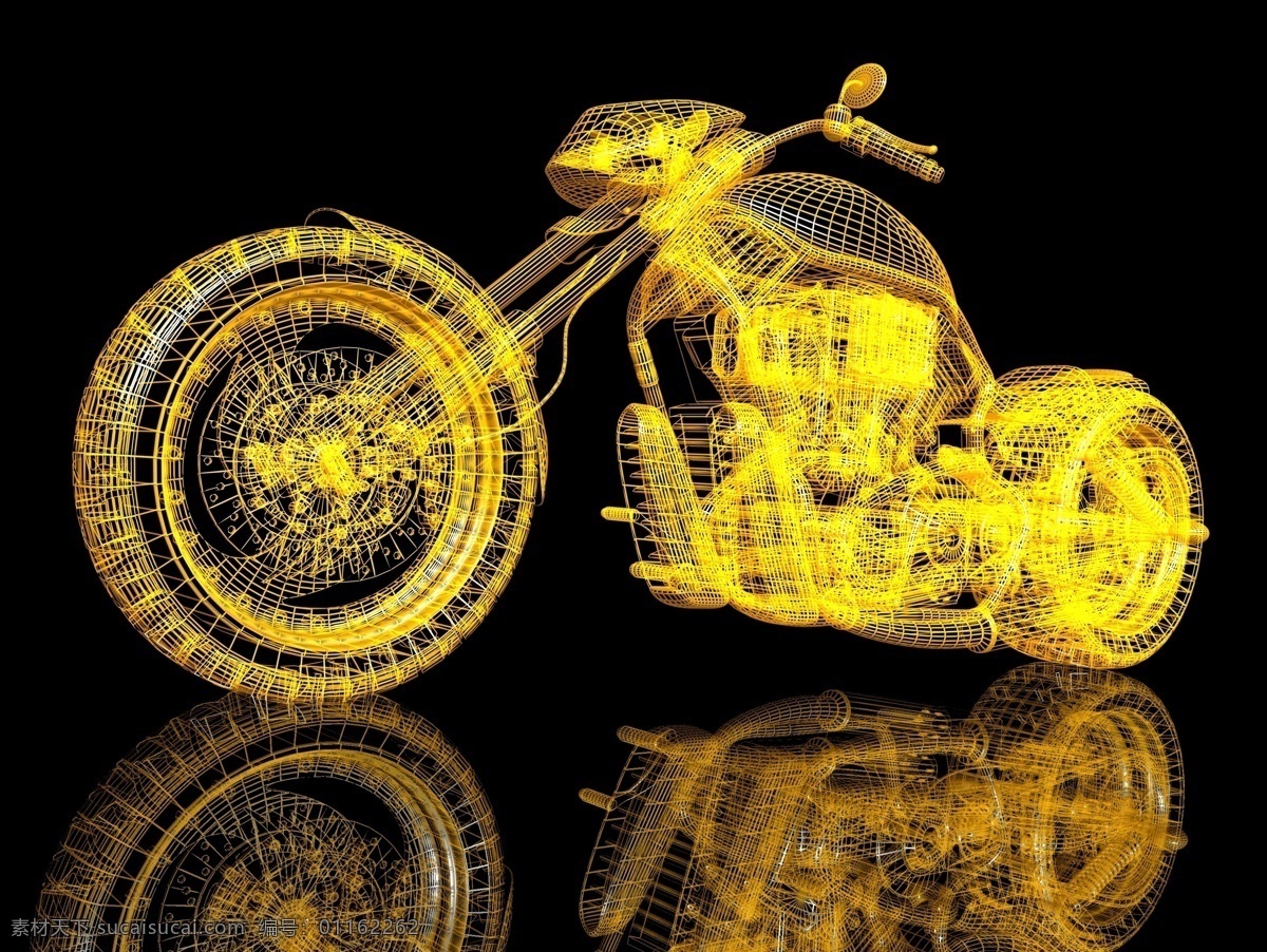 黄色 科技 摩托车 3d摩托车 立体摩托车 赛车 动感摩托车 机车 交通工具 其他类别 现代科技