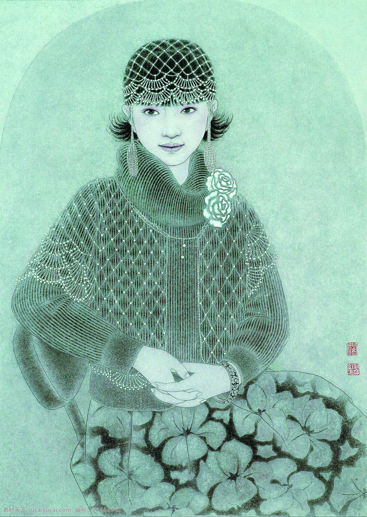 付洛红人物画 美术 中国画 工笔画 人物画 女人 女孩 姑娘 女青年 文化艺术 绘画书法