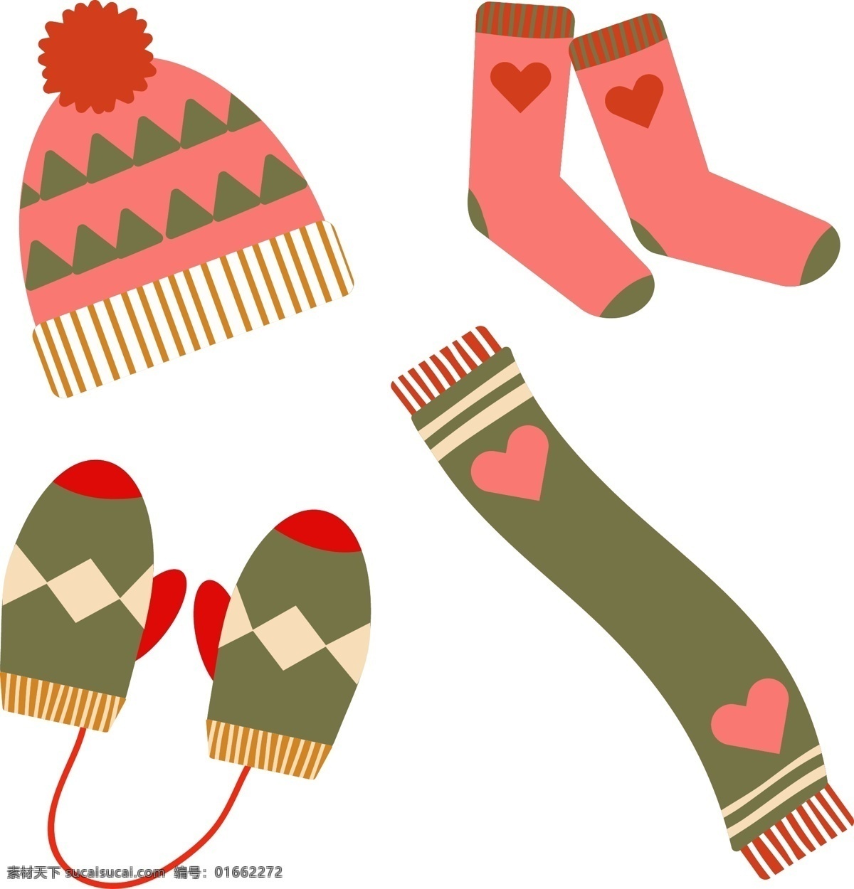简单 插图 一个 温暖 冬天 开襟 羊毛衫 可爱 帽子 技巧 服装 袜子 材料 如果 留意