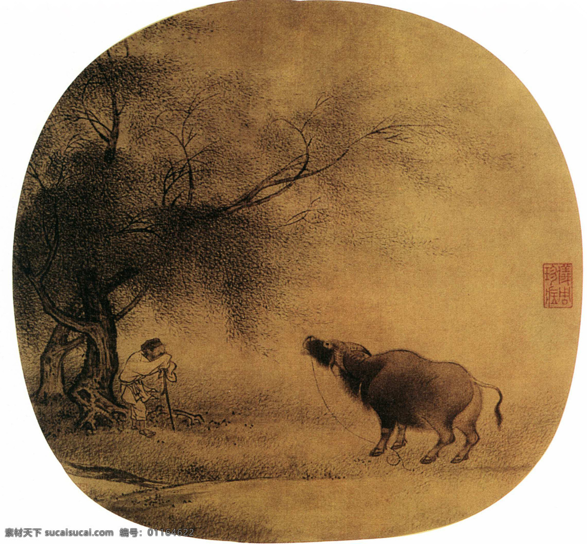 古画 农夫 牧牛 图 高清国画 放牛 国画素材下载 放牛国画素材 放牛国画 装饰素材 室内装饰用图