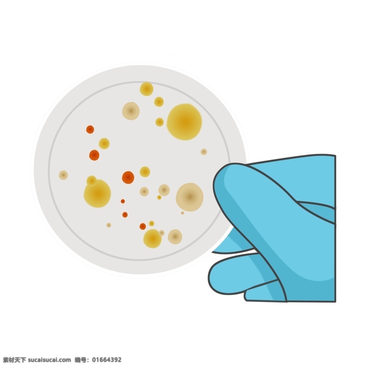 白色 试 片 细菌 插画 蓝色的手套 卡通插画 有害细菌 细菌插画 病菌插画 病菌细菌 白色的试片