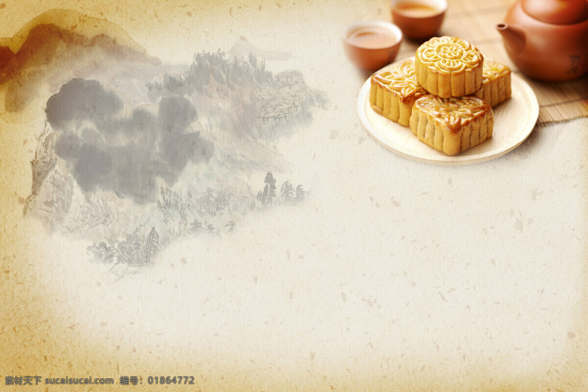 高清 中秋月饼 背景 中秋 月圆 节日