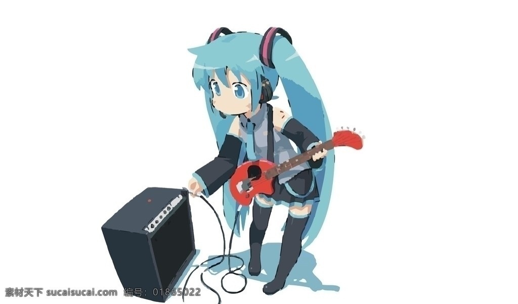 卡通水彩 女孩 初音 卡通 其他人物 矢量人物 矢量