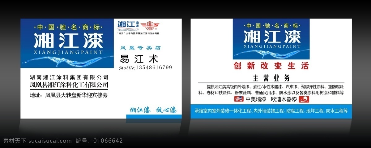 湘江 漆 名片设计 企业名片 名片设计模板 蓝色经典 时尚简洁名片 名片卡片 广告设计模板 源文件