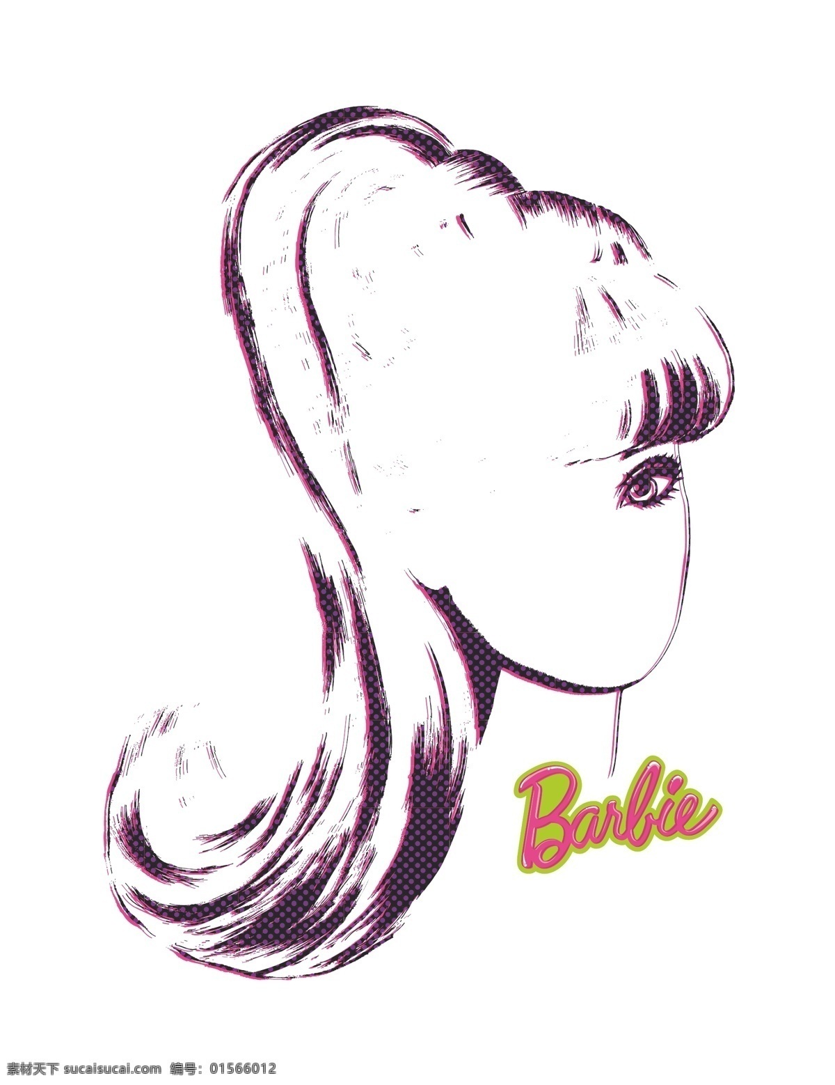芭比印花头像 芭比 时尚 潮流 女性 印花 布花 素描 炭笔画 头像 barbie 平面设计 矢量素材 其他矢量 矢量