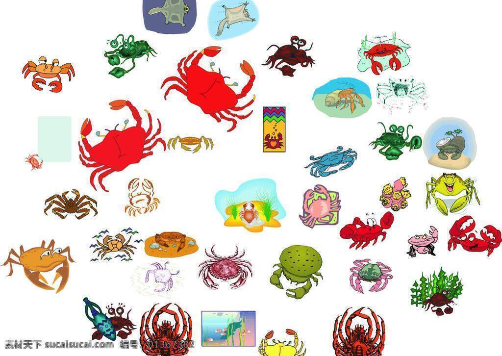 螃蟹 动物 海洋生物 海藻 卡通螃蟹 生物世界 螃蟹矢量素材 螃蟹模板下载 海蟹 动画螃蟹 可爱的螃蟹 矢量