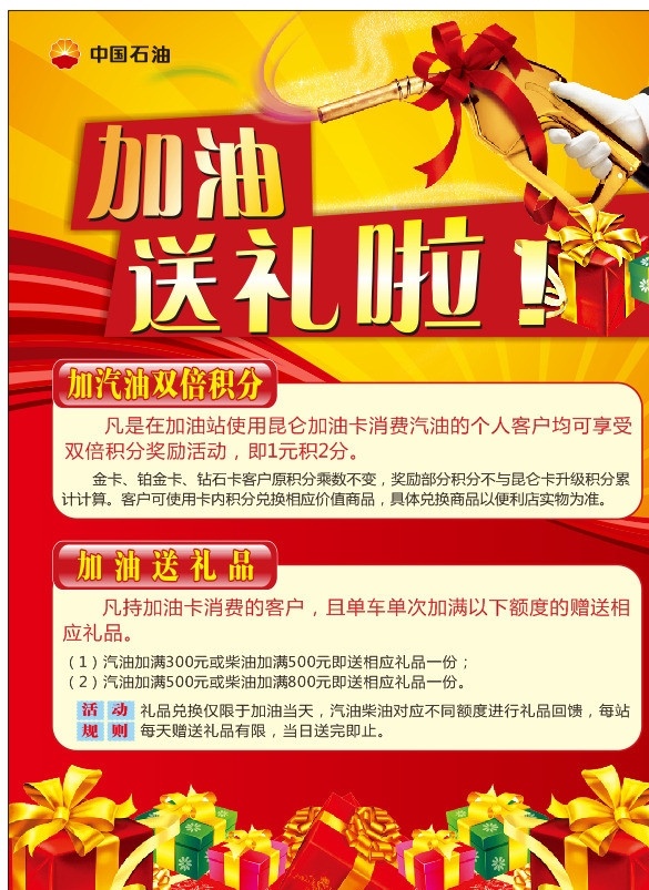 加油送礼海报 中国石油 充值送礼 加油送礼 背景 海报 红色背景 活动规则 矢量