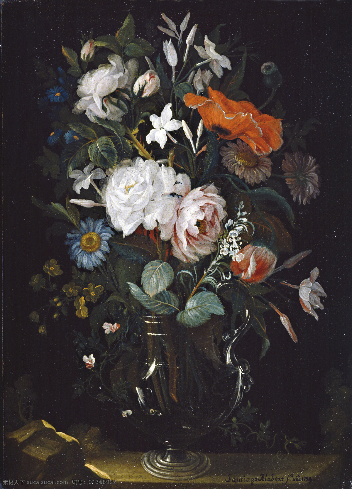 静物 鲜花 花瓶 绘画书法 文化艺术 西班牙 油画 静物鲜花 18世纪 装饰素材