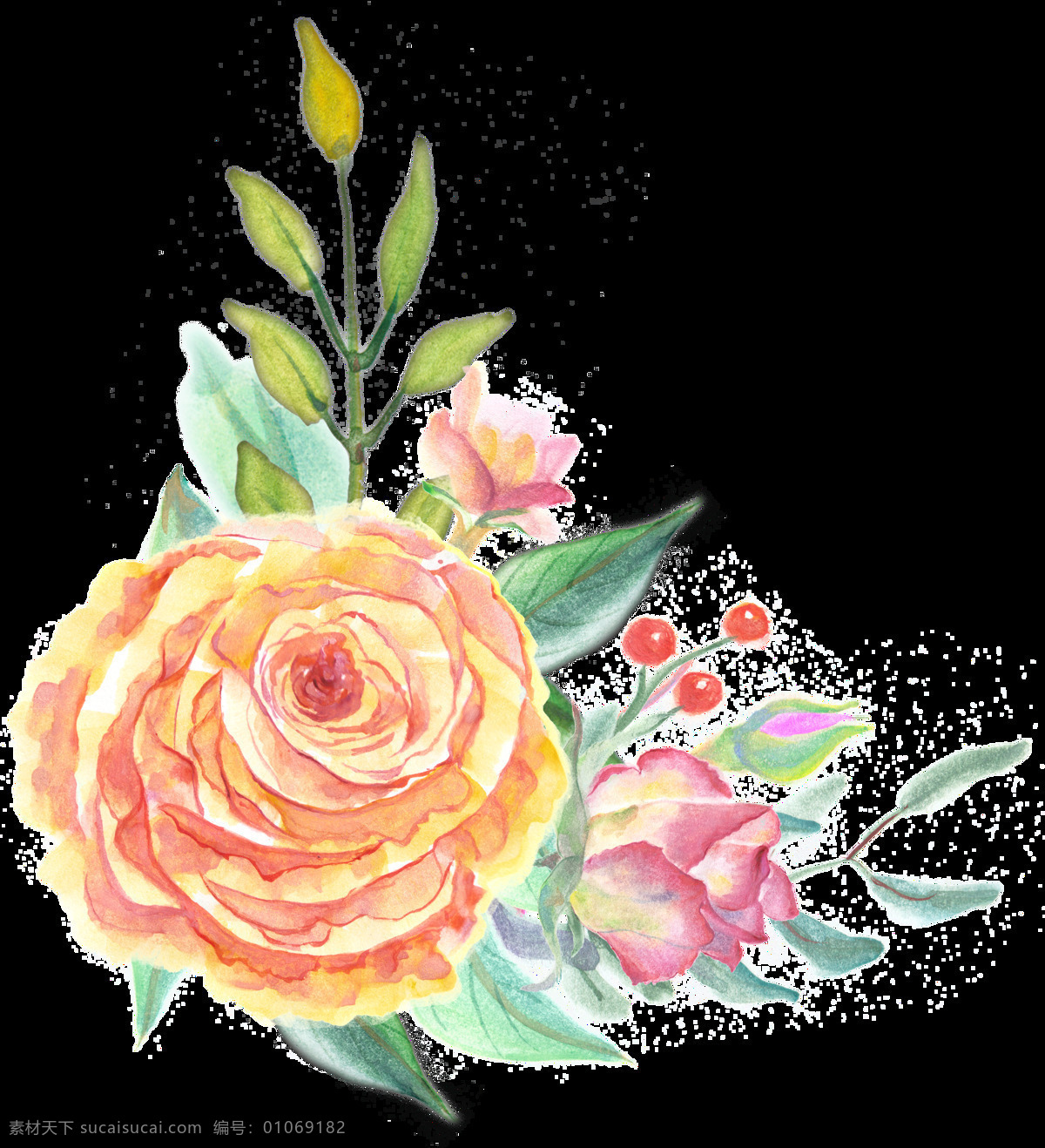 橙黄 花蕊 透明 装饰 花朵 黄色 免扣素材 透明素材 装饰图案