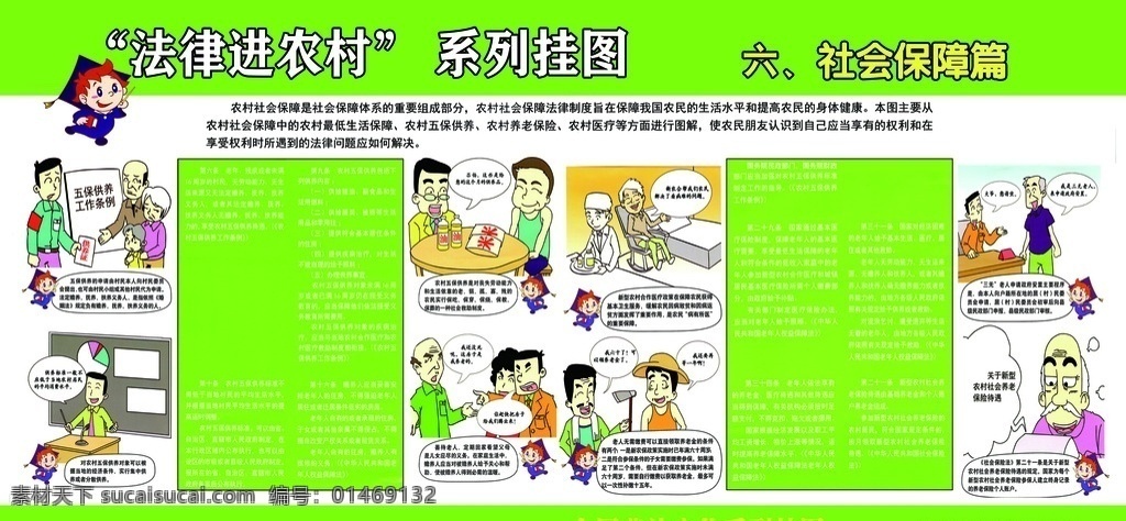 法律进农村 系列 挂画 挂图 卡通 漫画 四格漫画 对话 情景对话 情景 宣传 介绍 讲解 法 知识 宣传栏 展板 社会保障篇 社会 保障 展板模板