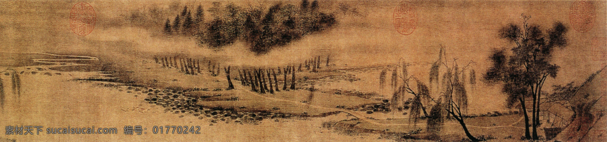 湖 庄 清 夏 图 国画 古画 书法 松树 湖庄清夏图 文化艺术