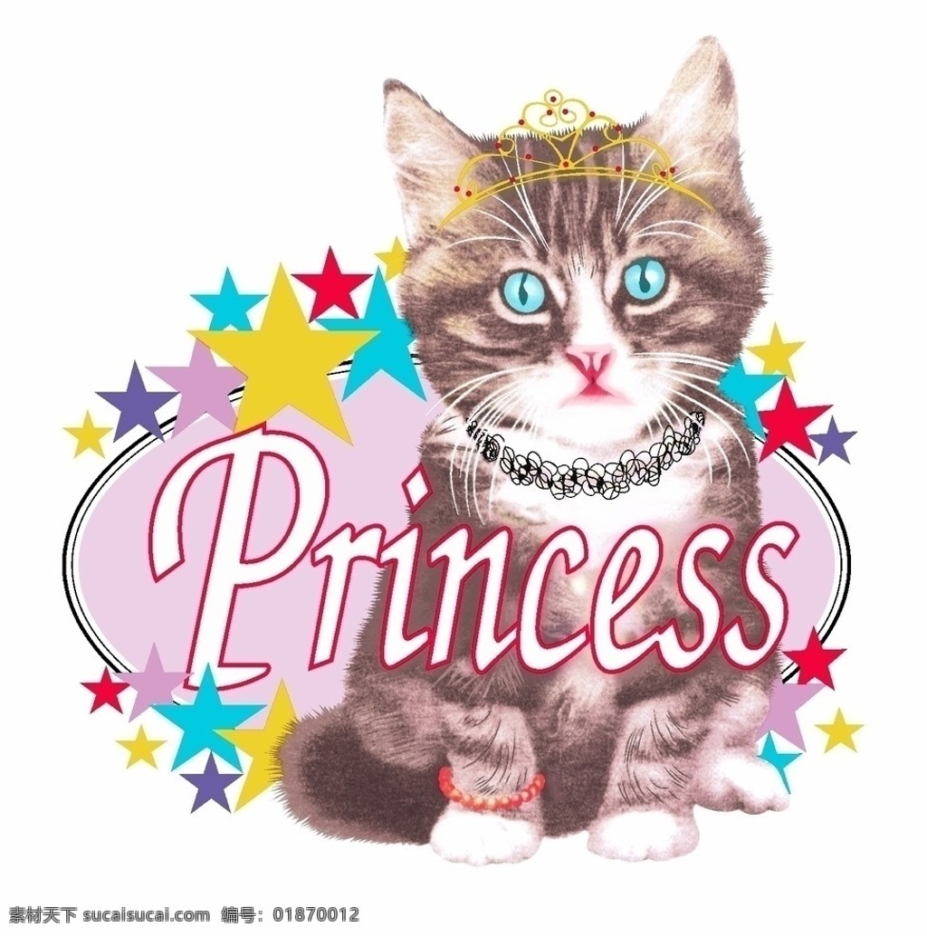 猫咪 猫 皇冠猫 五角星 服装 胸花 印花 图案 效果图 源文件 jch
