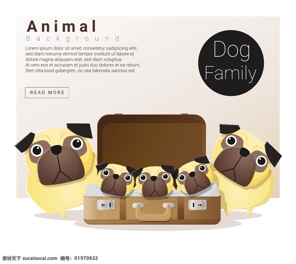 可爱 狗 家族 卡通 插画 矢量图 设计素材 动物 家庭 矢量 手绘