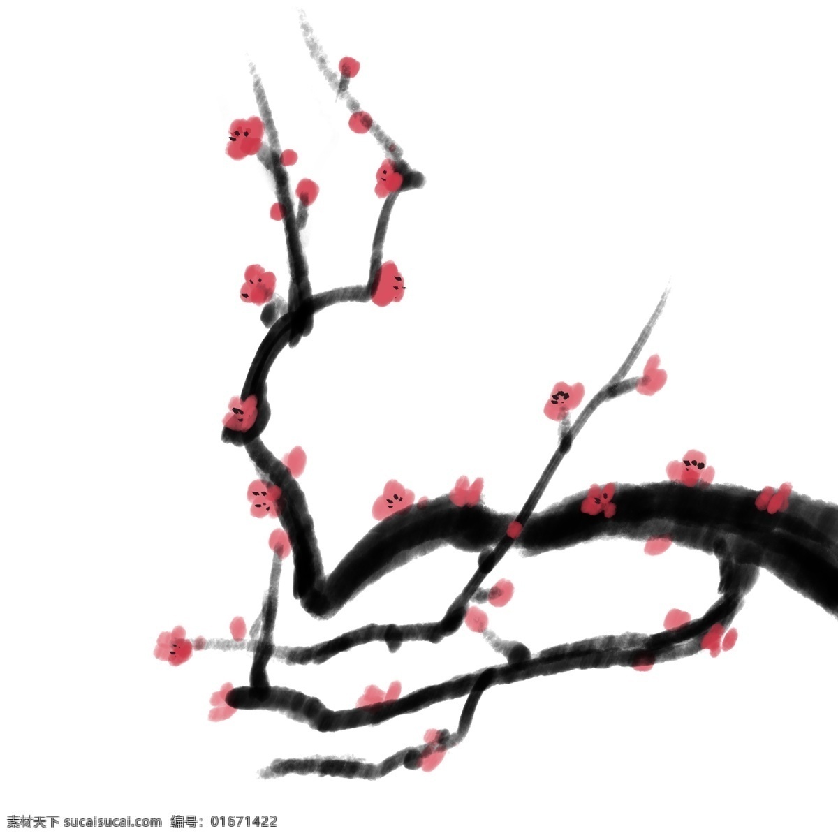 水墨梅花花朵 花朵 梅花 植物