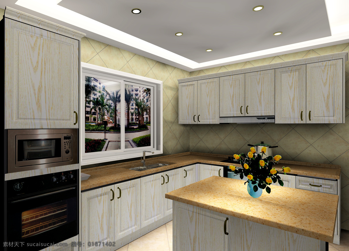 白色 实木 橱柜 厨房 环境设计 室内设计 开放漆 白色橱柜 家居装饰素材
