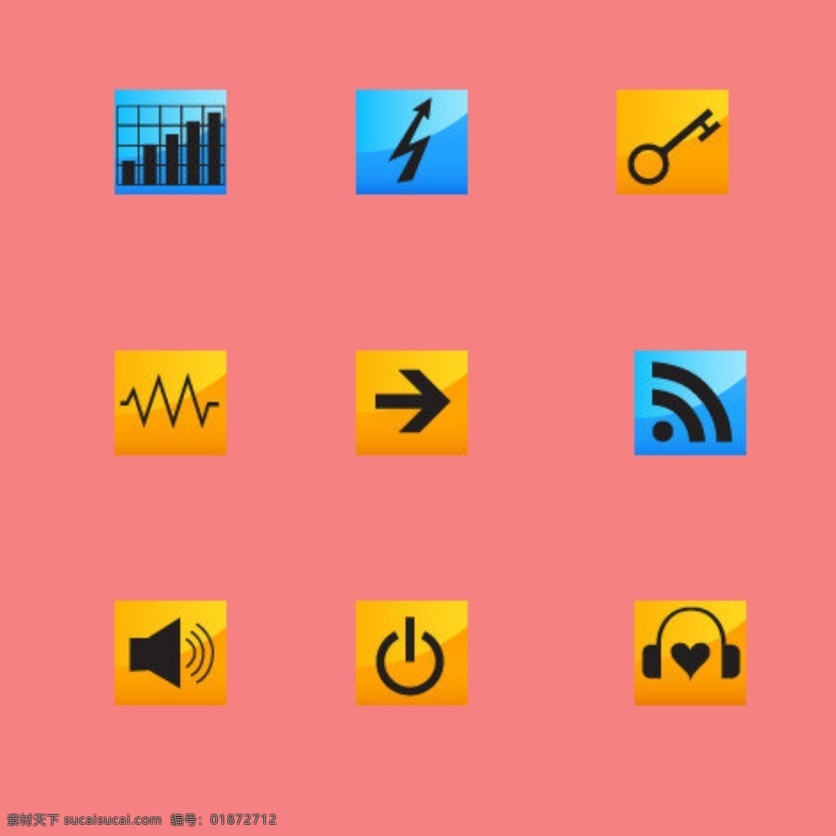 个性 app 图标 电源图标 数据图标 钥匙图标 音量图标素材 手机