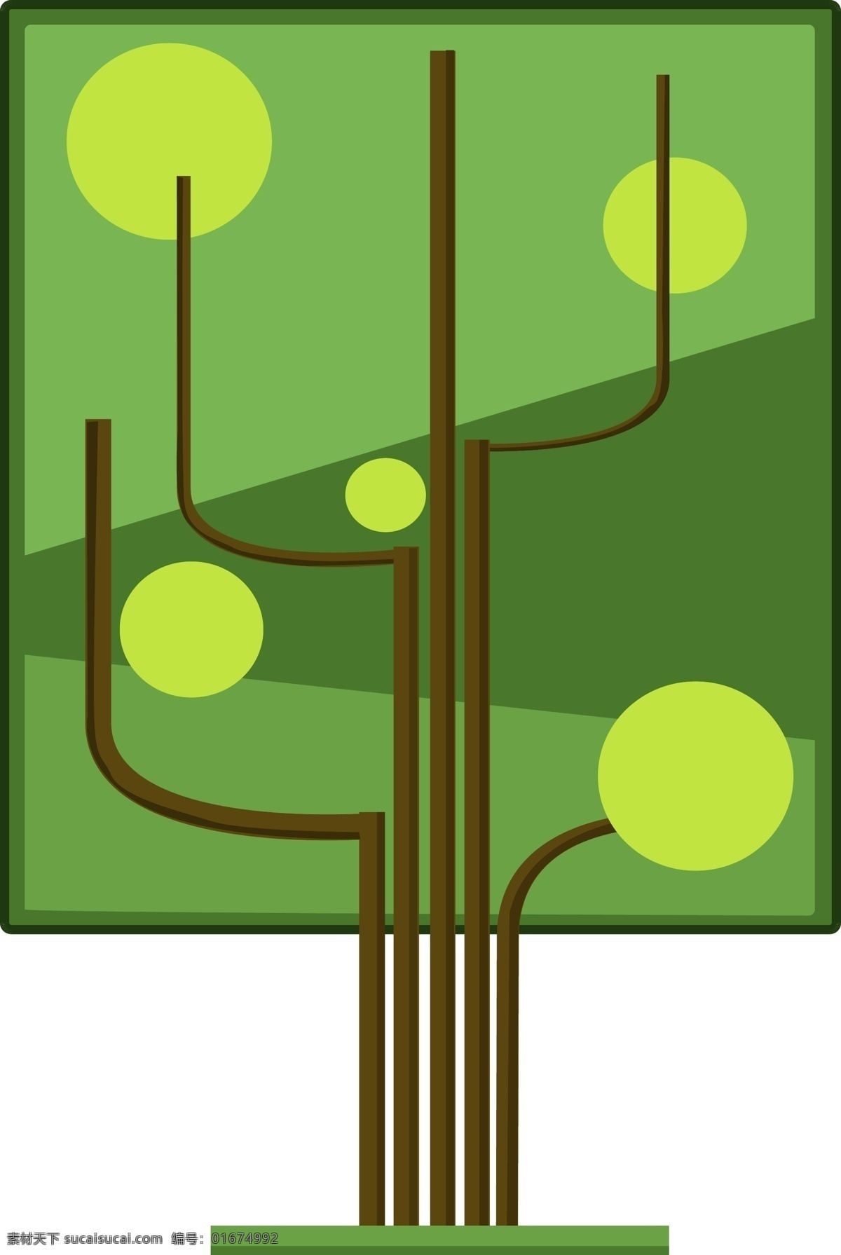 唯美 绿色 创意 树 绿色的枝叶 创意树 卡通植物插画 大树 植物插画 创意植物插画 方形绿色树叶