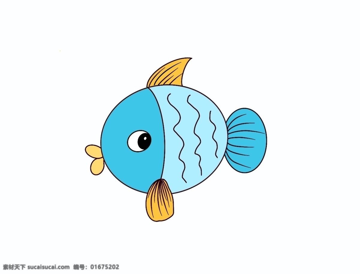 蓝色鱼 鱼 卡通鱼 海洋生物 简化笔 儿童画 小鱼 海鱼 活鱼 生物世界 鱼类