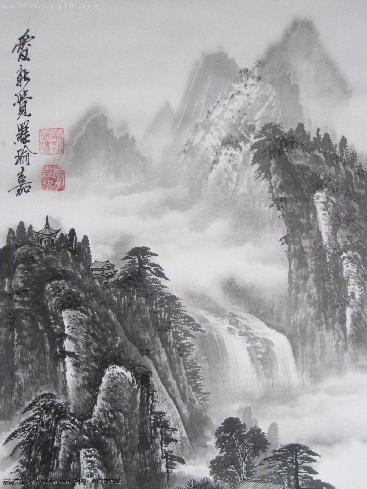 山水 水墨 画 树 中国元素 装饰素材 山水风景画