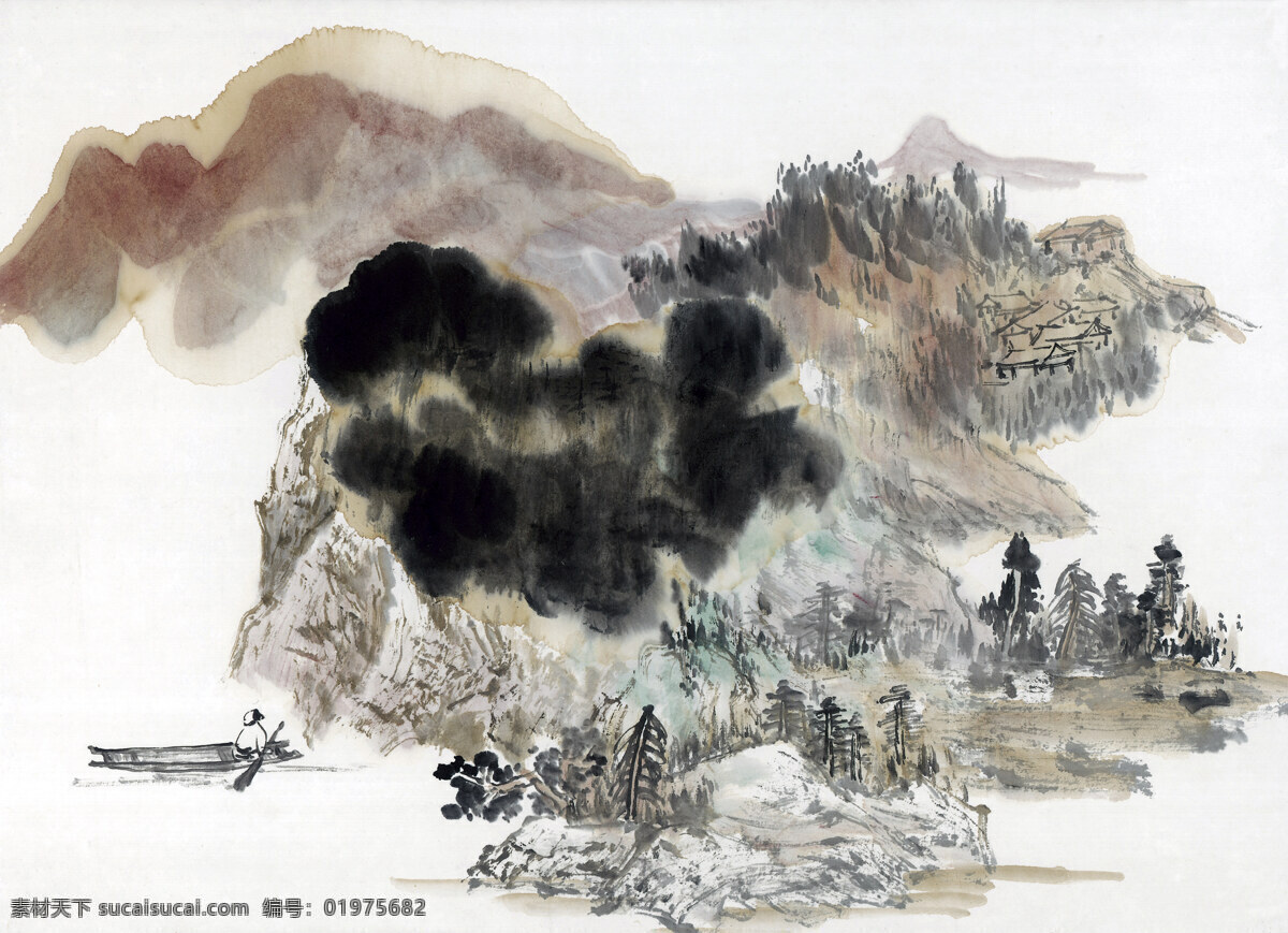 山水画 国画0017 国画 设计素材 山水画篇 中国画篇 书画美术 白色