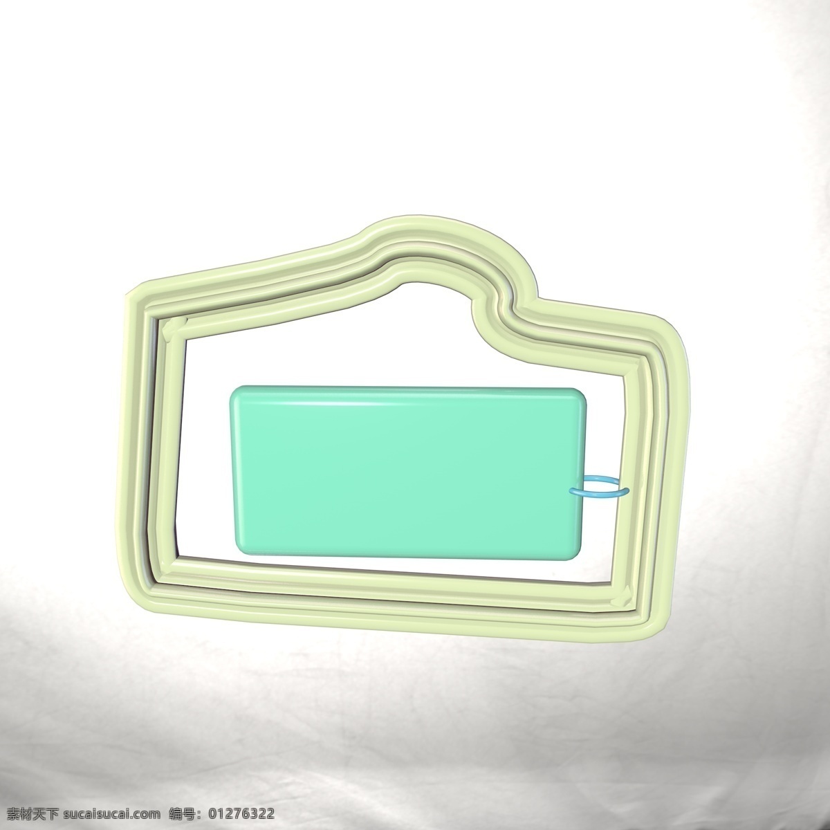 立体 边框 浅绿色 便签 简约 对话框 c4d 对话框设计
