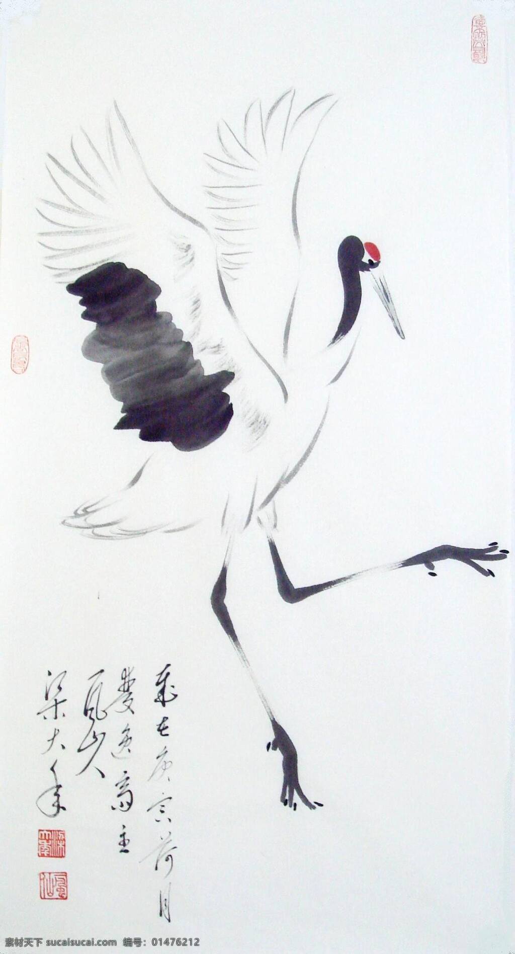 梁大年 国画 鹤 梁克民 一风山人 丹青 水墨 写意 丹顶鹤 仙鹤 美术 书画 日本鹤 japanese crane 风 山人 梁 大年 中国画 绘画书法 文化艺术